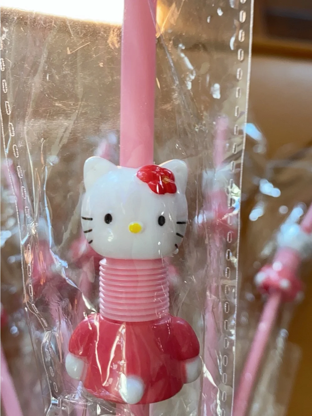 Pink Cat Character Party Straws - Cute Decorative Drinking Straws set of 10